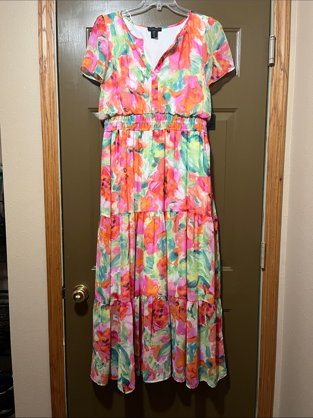 Cynthia Rowley Multicolor Floral Watercolor Maxi Dress